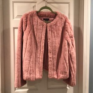 Ideology faux fur pink pea coat sz XL teddy coat